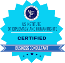 US Institute of Diplomacy and Human Rights Certified Business Consultant badge